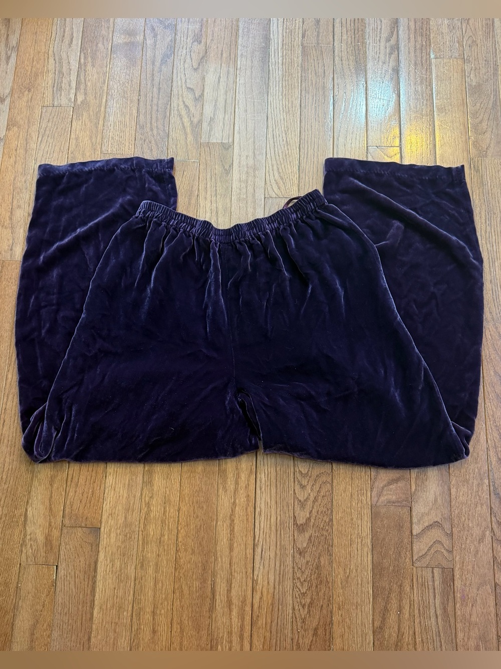 Eileen Fisher Velvet Wide-Leg Pants in Deep Plum